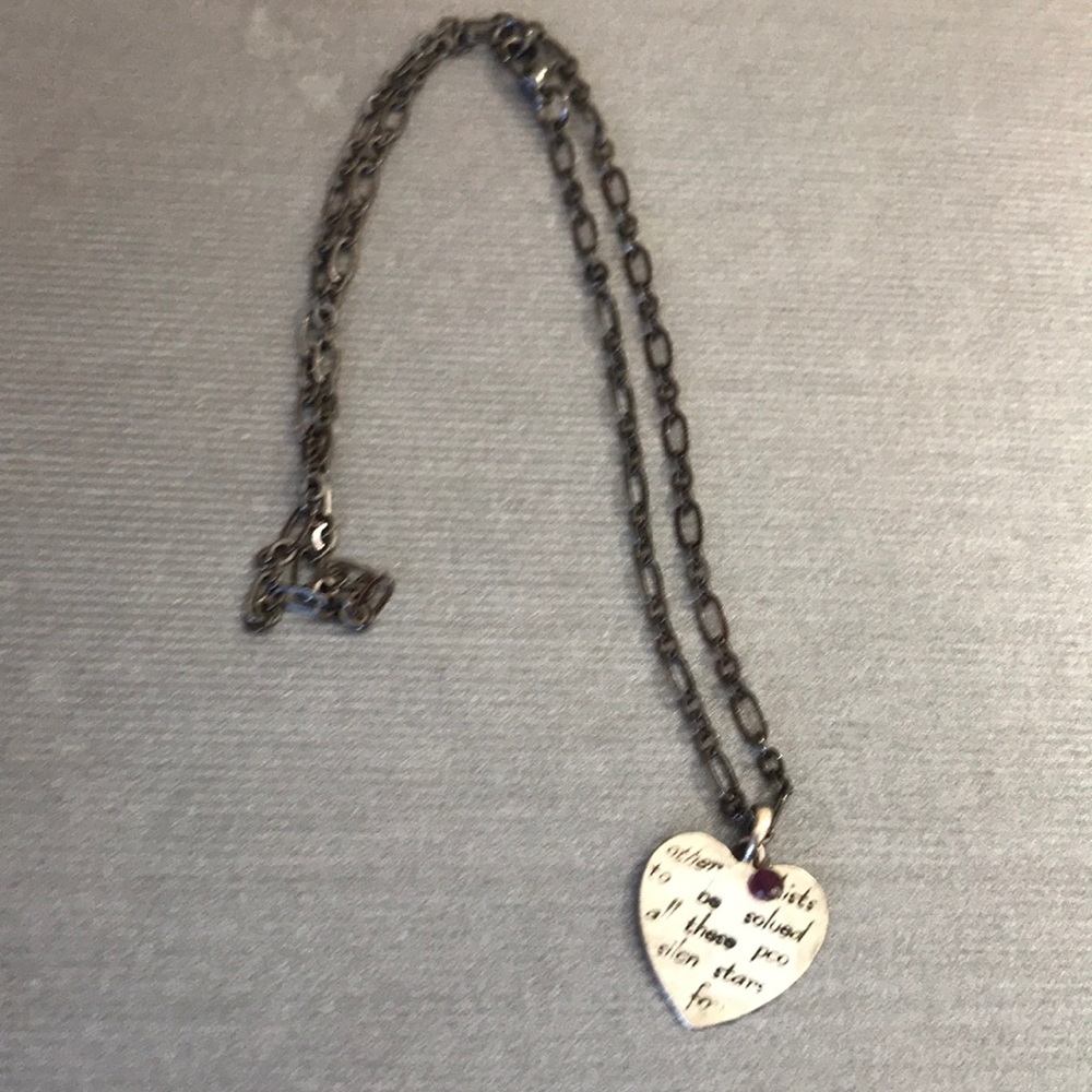 Silver Heart, Garnet, and Gunmetal Necklace